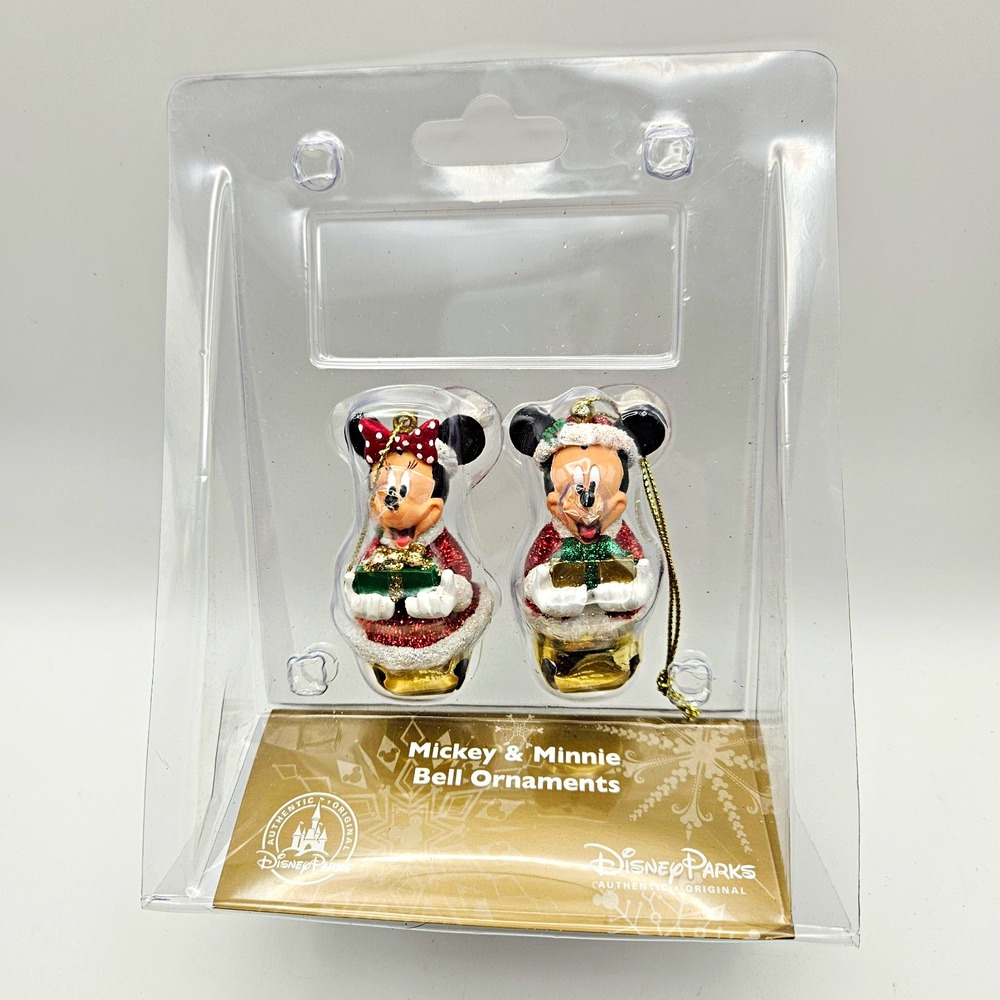 Disney Parks Mickey Mouse & Minnie Mouse Bell Ornament Set of 2